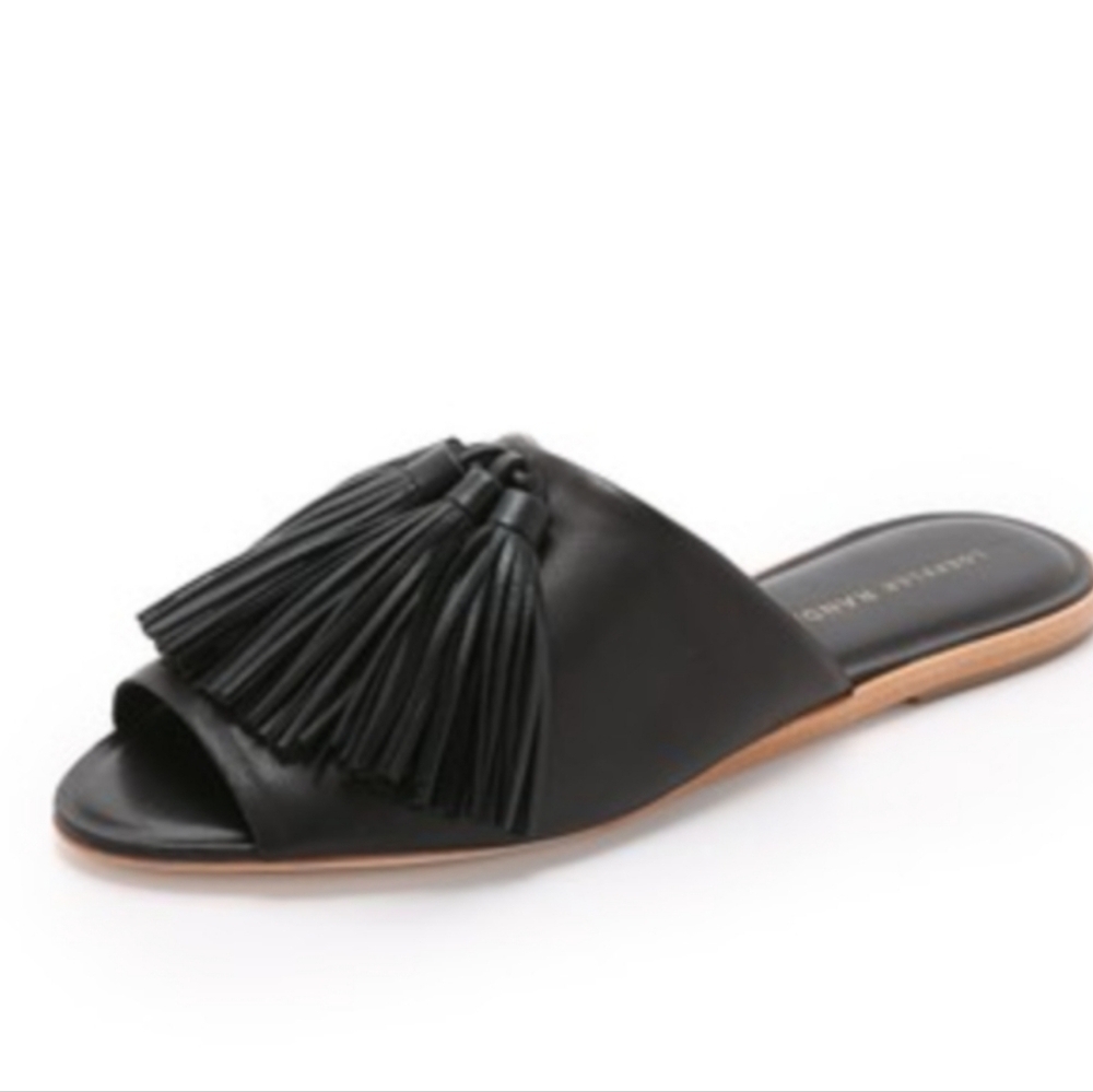 Loeffler Randall Black Tassel Slide Sandals